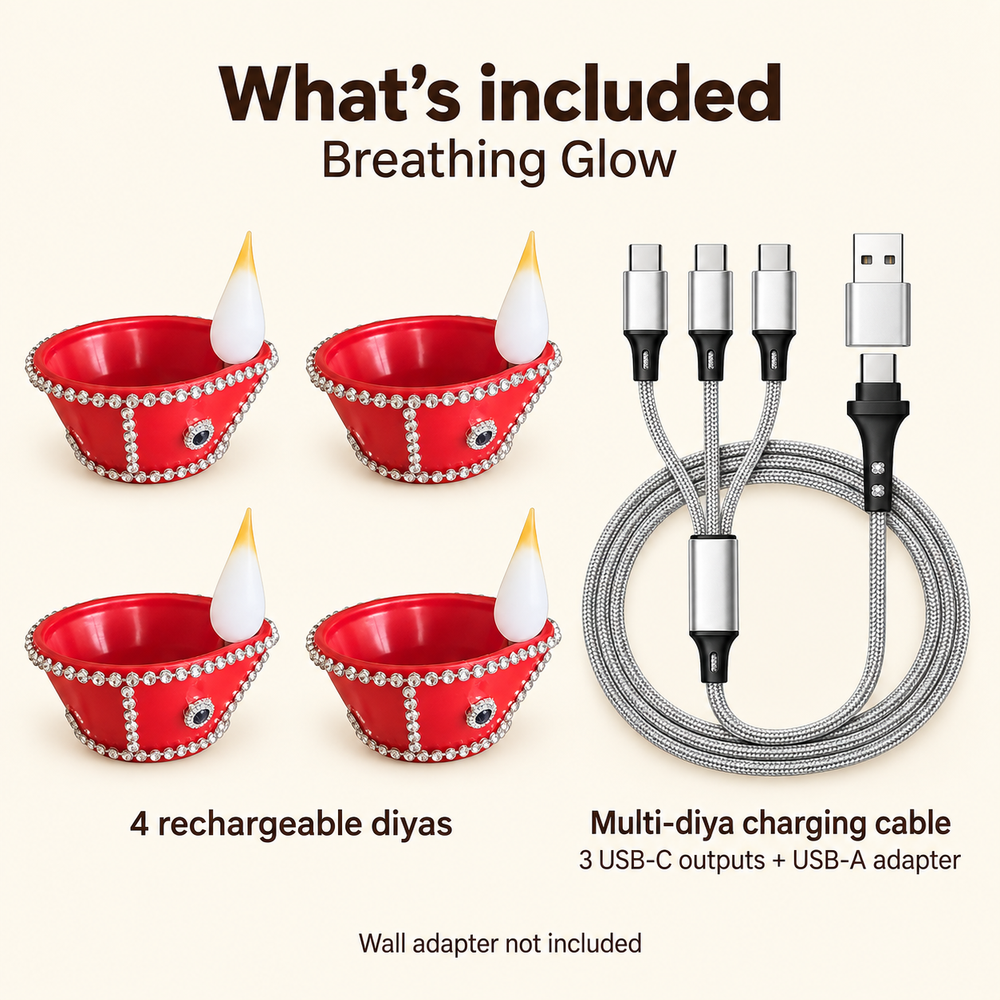 Breathing Flame diya, whats included [DIA-SKU-BG-06-whats-included]