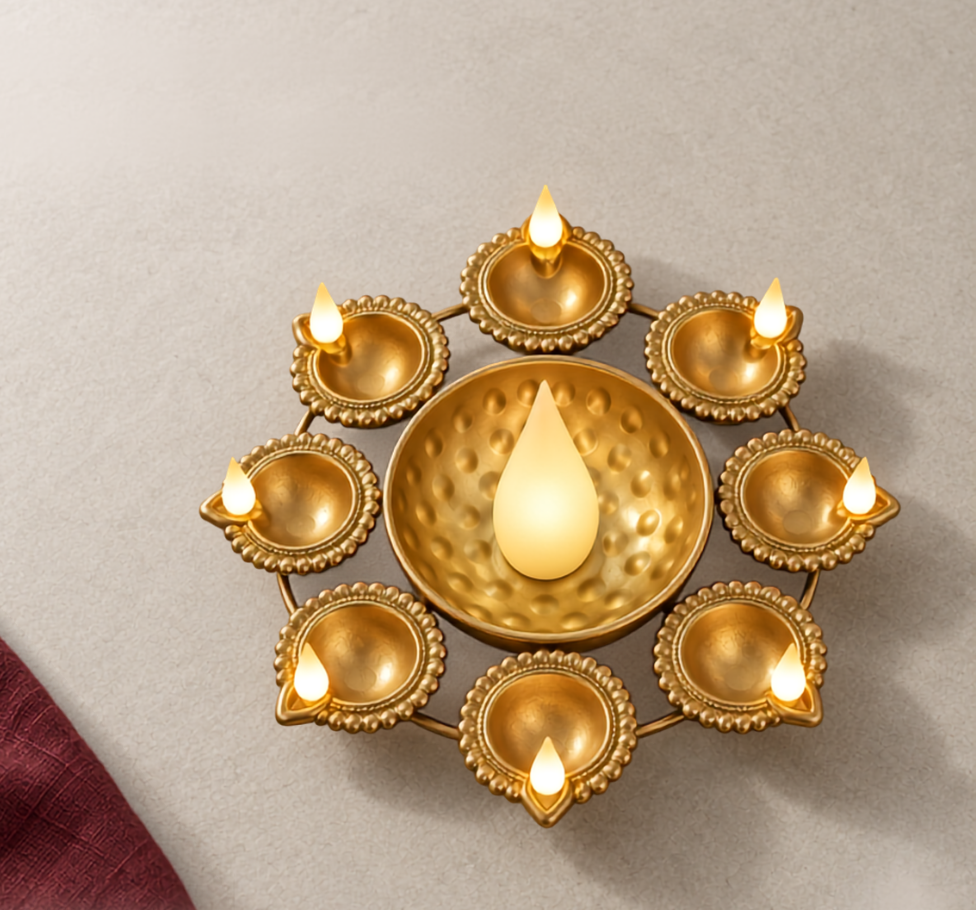 Jashn illuminated diya centerpiece, top [DIA-SKU-JASHN-02-top]