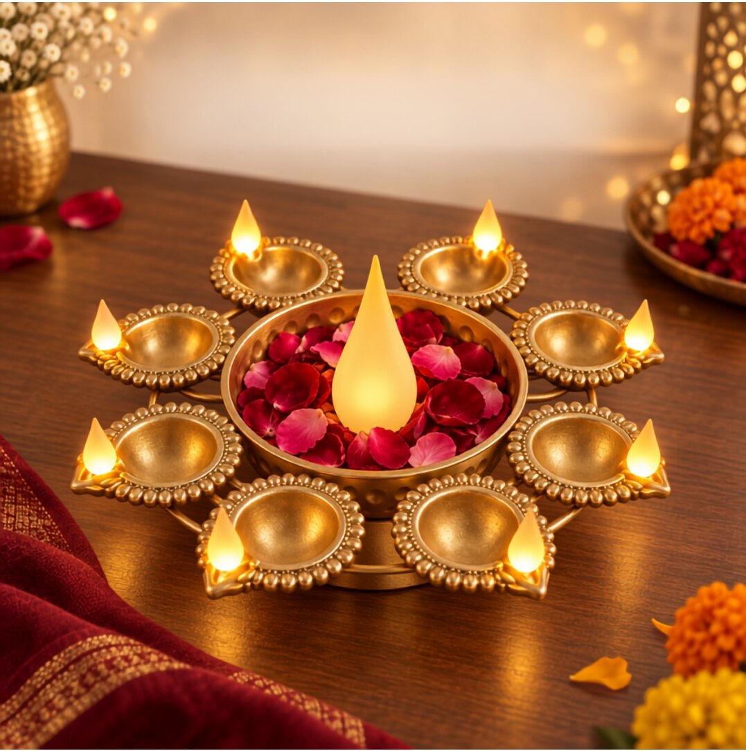 Jashn illuminated diya centerpiece, lifestyle [DIA-SKU-JASHN-L03-lifestyle]